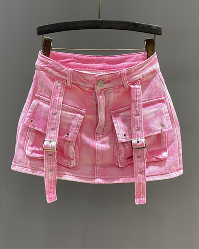 Multi Pockets Girl Fashion Cargo Skirts S-XL
