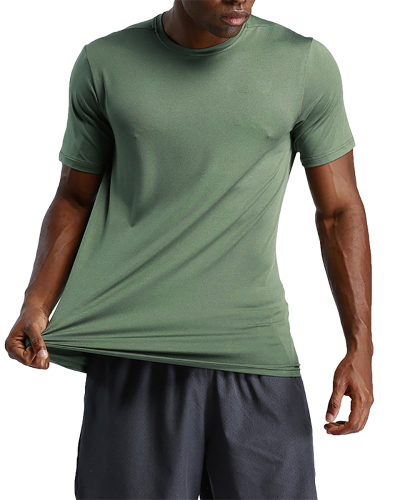 Solid Color Sports Quickly Drying Men's Running Fitness Sports Short Sleeve T-shirt M-3XL