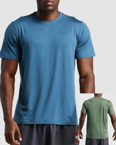 Solid Color Sports Quickly Drying Men's Running Fitness Sports Short Sleeve T-shirt M-3XL