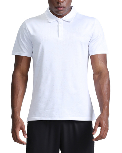 Fitness Short Sleeve Lapel Quickly Drying Men's T-shirt Black White Gray M-3XL
