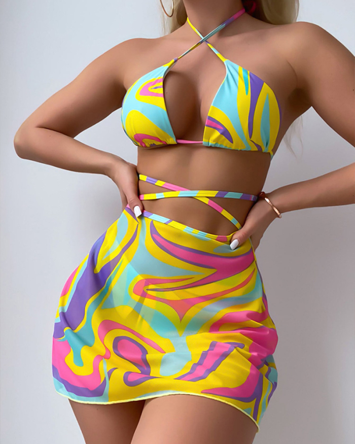 3pcs Set Printed Women Swimwear Set S-XL