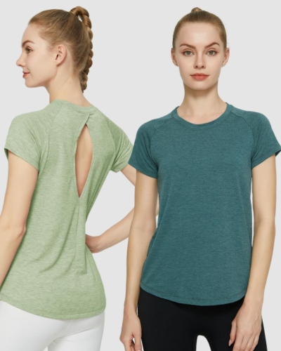 Hot Sale Hollow Out Back O Neck Short Sleeve Women T-shirt S-XL