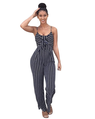 Stripe Printed Sleeveless Women Summer Jumpsuit S-XXL