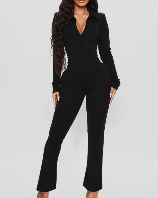 Autumn And Winter Long Sleeve Black Wholesale Jumpsuit S-XL