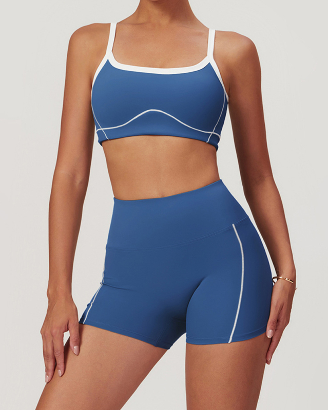 Women Sling Bra Fitness Outdoor Running Yoga Two-piece Shorts Sets S-XL