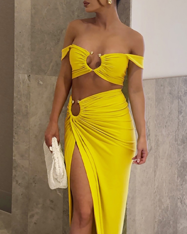 Wholesale Summer High Cut Two Piece Skirt Set S-L