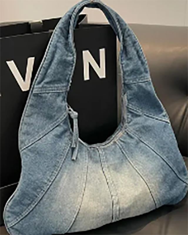 Wholesale Women Ombre Denim Patchwork Popular Dumpling Shoulder Bag