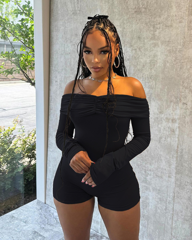 Long Sleeve Off Shoulder Women Jumpsuit S-XL