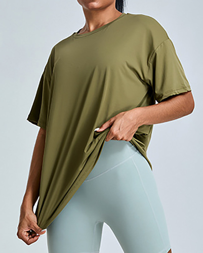 Women Short Sleeve O Neck Loose Quick Drying Running Fitness T-shirt S-XL