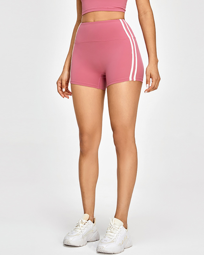 Gym Women Striped High Waist Quick Drying Sports Workout Shorts S-XL