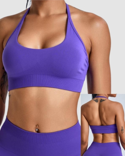 Women OEM Halter Neck Quickly Drying Fitness Workout Sports Bra S-XL