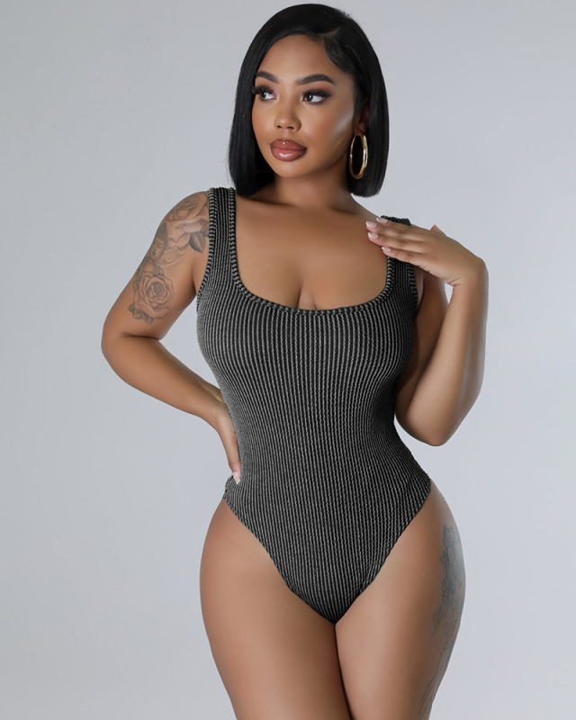 Women Sleeveless High Cut Bodysuit Pockets Slim Skirts Sets Two Pieces Outfit Orange Gray Blue Black S-2XL