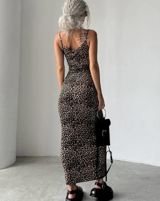 Leopard Printed Summer Sleeveless Dress S-L