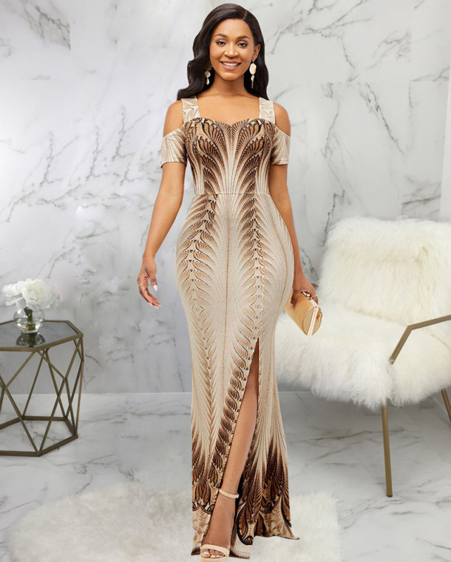 Off Shoulder Women Elegant Long Evening Dress S-L