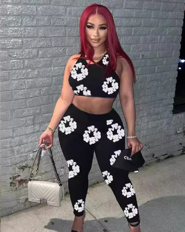 Printed Fashion Wholesale Two Piece Pant Set XS-XL