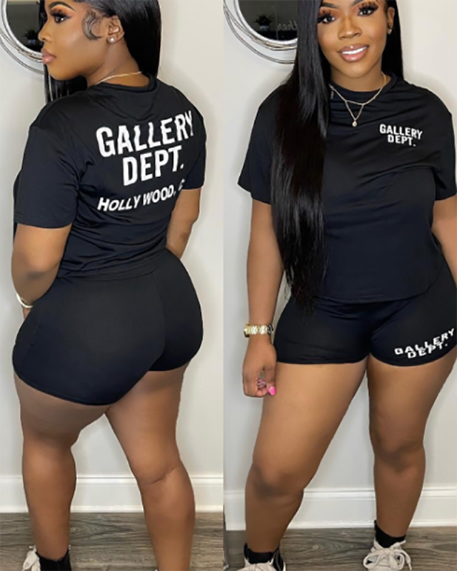 Black Leisure Women Wholesale Two Piece Set S-XXL