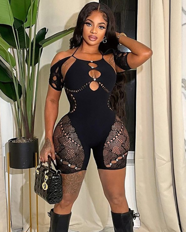High Waist Fishnet Women Wholesale Jumpsuit One size