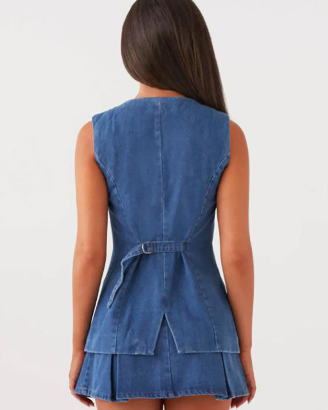 Wholesale Women Jean Fashion Two Piece Skirt Set S-XL