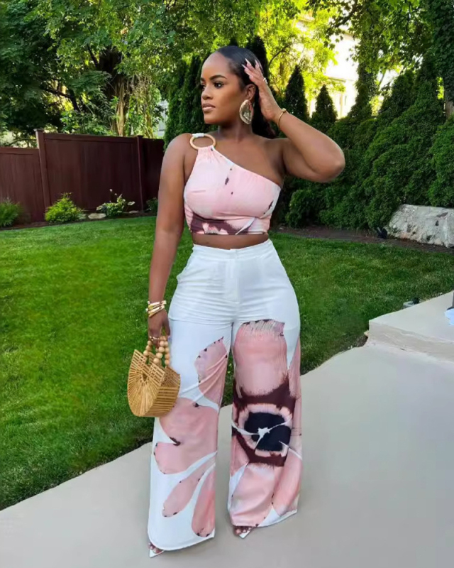 Floral Printed Women Wholesale Two Piece Pant Set S-3XL