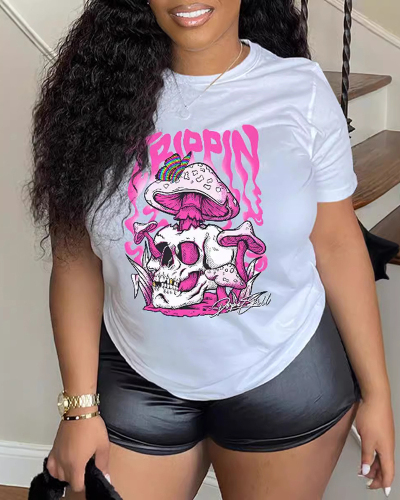 New Summer Printed Letter Versatile Loose Short Sleeved T-Shirt Top XS-XL