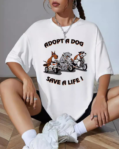 White Printed Short Sleeved T-Shirt Top XS-XL