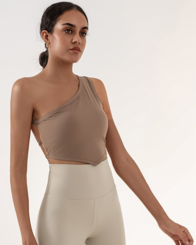 Women Slash Neck Backless Fashion Active Wear Vest S-L