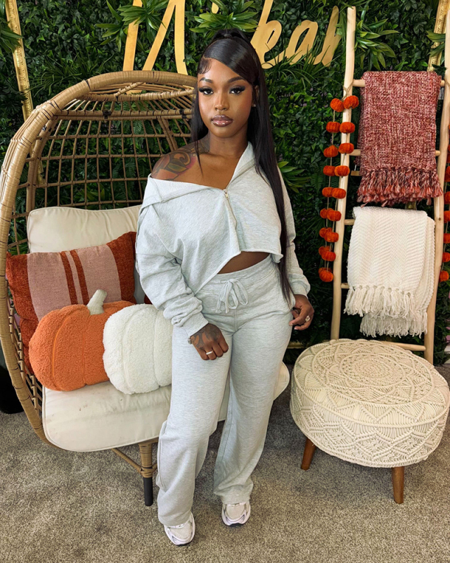 Leisure Wholesale Women Autumn Sporty Two Piece Pant Set S-XXL