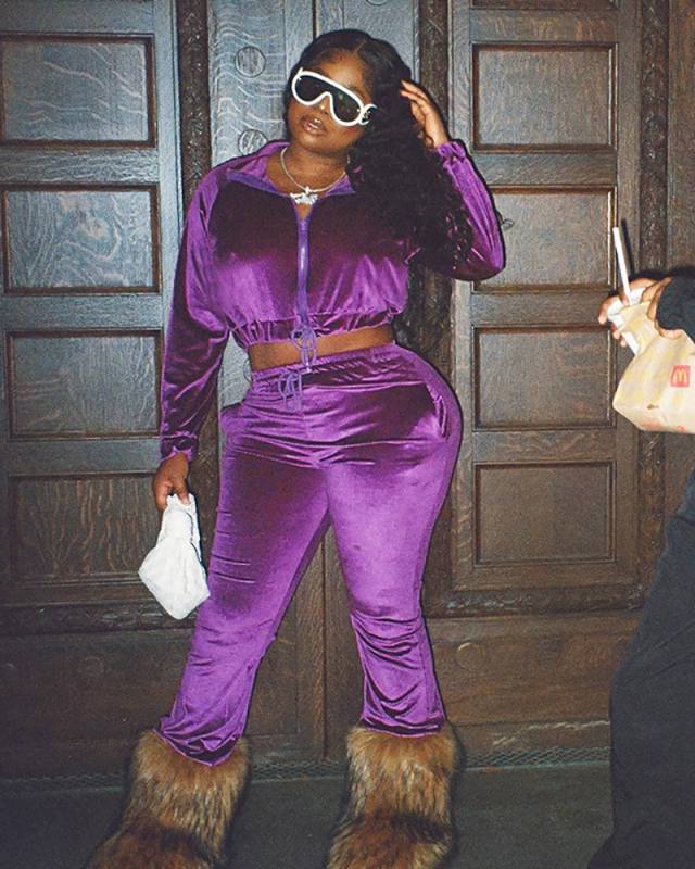 Purple Wholesale Women Long Sleeve Jogger Set S-L