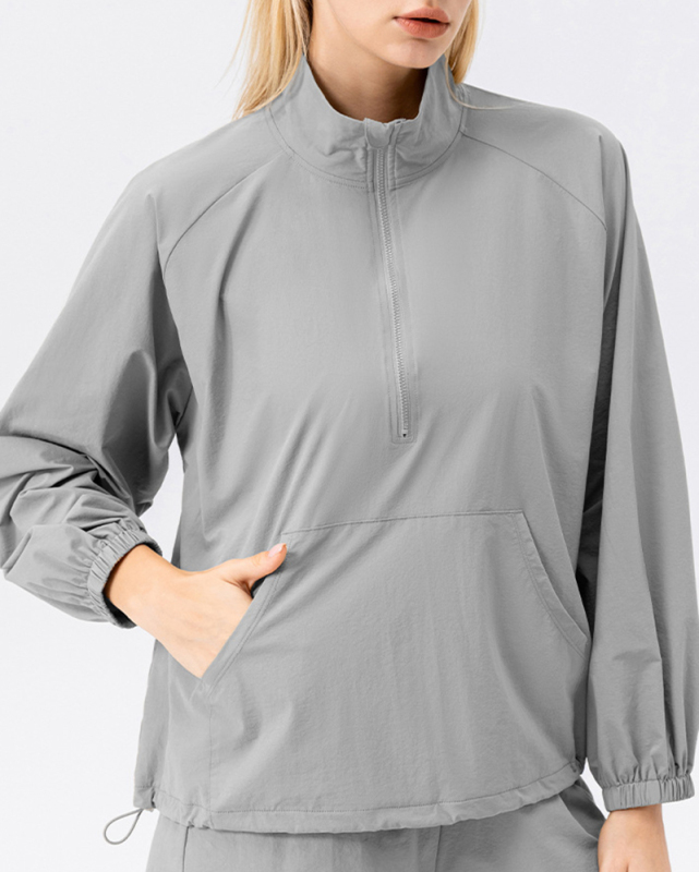 Half Zipper Stand Collar Quickly Drying Running Long Sleeve Fitness Top S-2XL