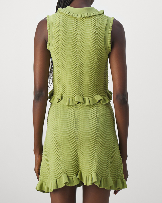 Knitted Wholesale Women Summer Sleeveless Skirt Set S-L