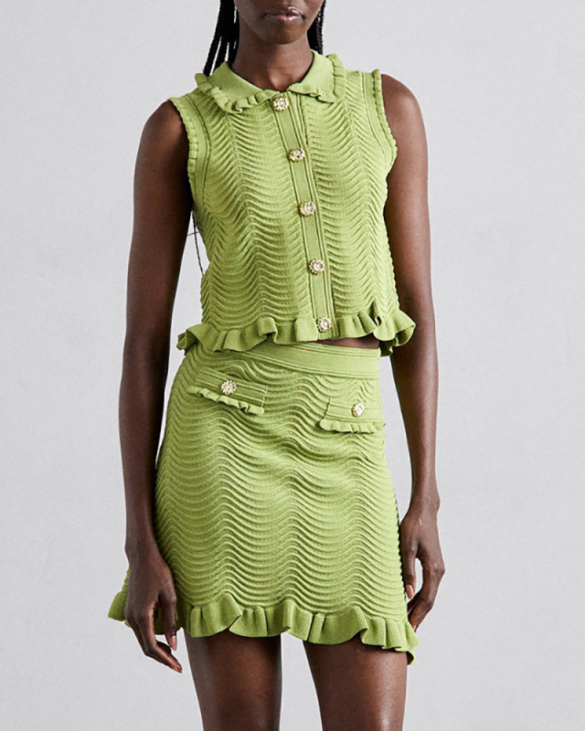 Knitted Wholesale Women Summer Sleeveless Skirt Set S-L