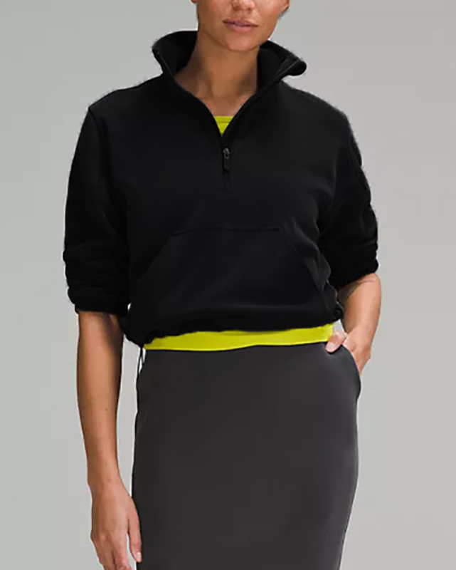 Stand Collar Long Sleeve Pocket Front Fashion Pullover S-L