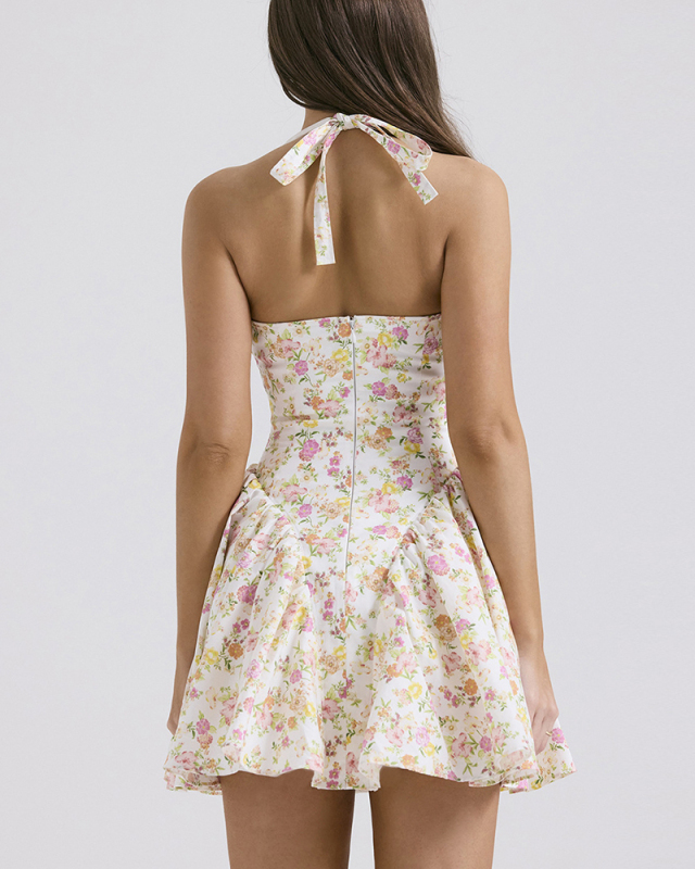 Sleeveless Printed Women Short Sexy Dress S-L
