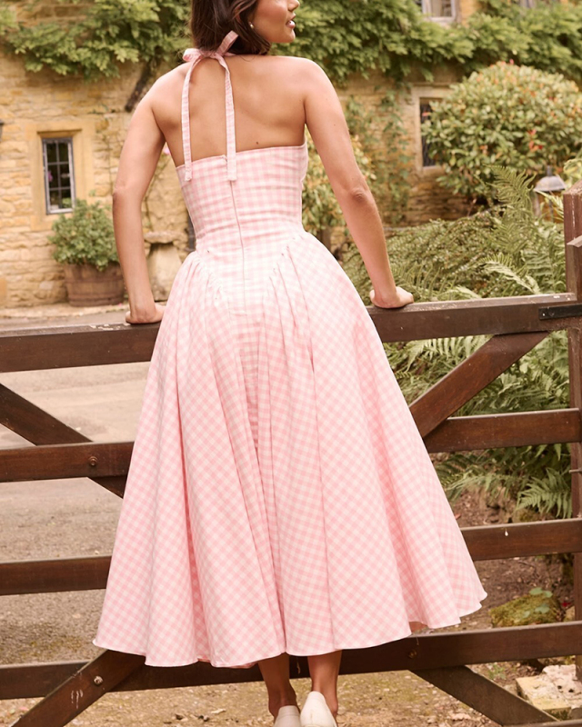 V-neck Wholesale Pink Lovely Cute Sleeveless Dress S-L