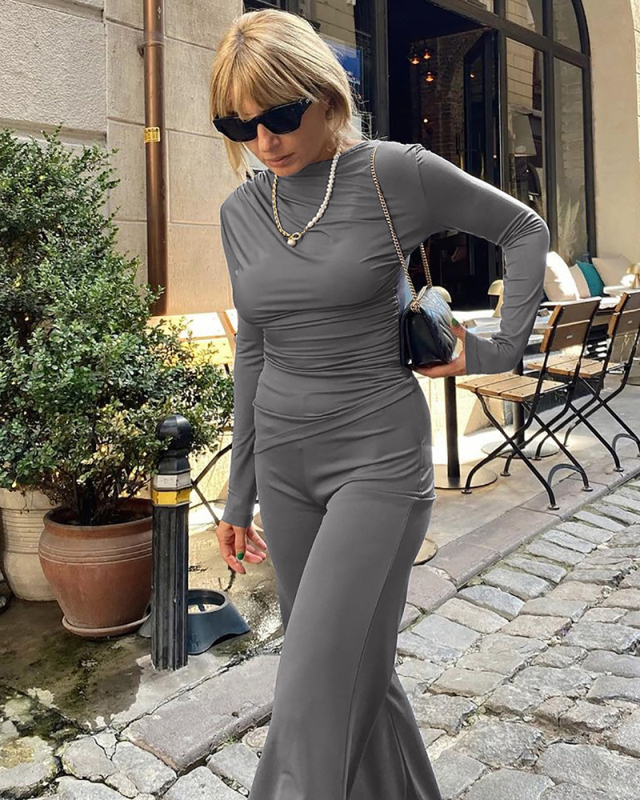 Women Fashion Slim Leisure Two Piece Pant Set S-L
