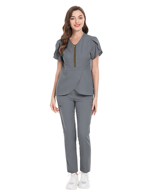 Doctor's Surgical Suit Set Women's Slim Fitting Nurse's Suit Short Sleeved V-Neck Hand Washing Suit Elastic Professional Workwear XS-2XL
