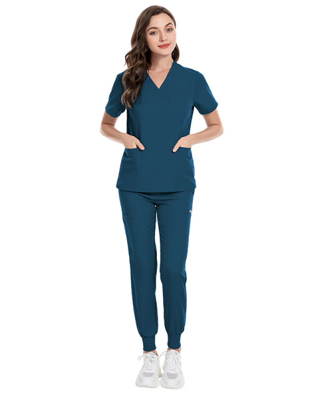 Women's Short Sleeved V-Neck  Workwear Uniform Nurse Uniform Set Scrub Set XS-XXL