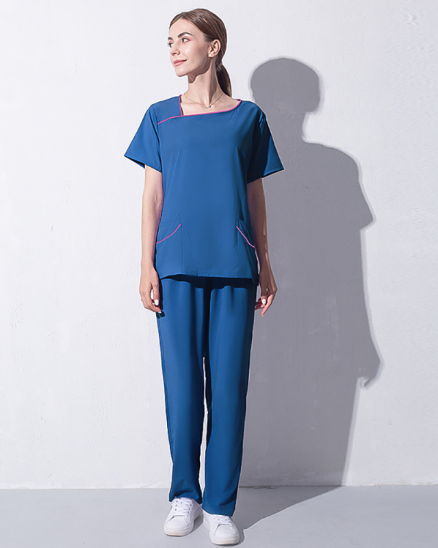 Short Sleeved Women's  Nurse Beautician Isolation Work Clothes Scrub Set S-2XL