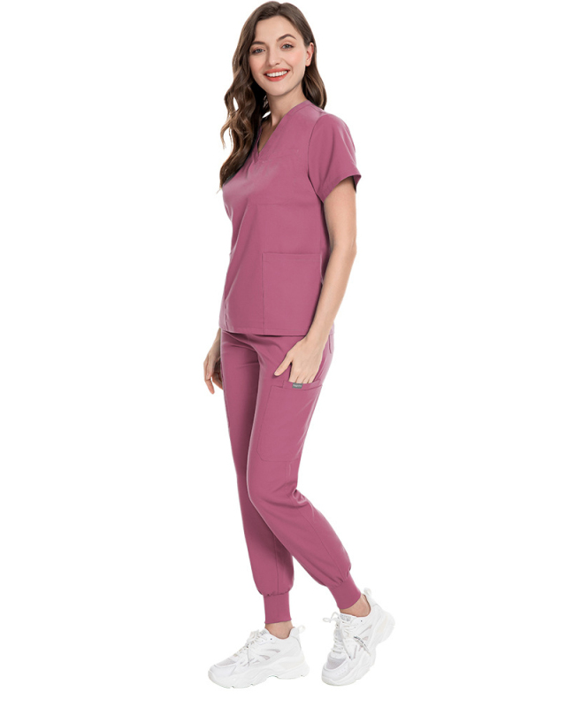 Women's Short Sleeved V-Neck  Workwear Uniform Nurse Uniform Set Scrub Set XS-XXL