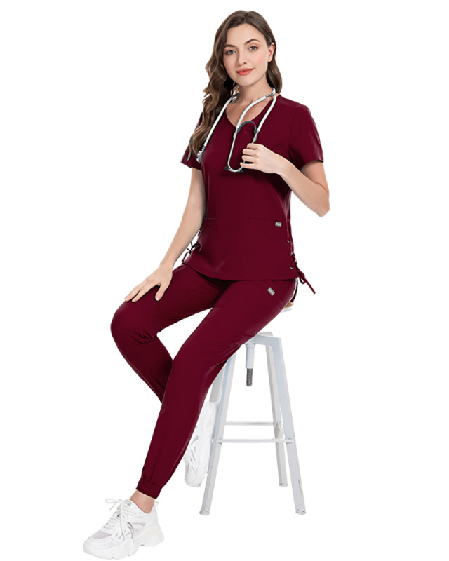 Short Sleeved V-Neck Fashionable Medical Surgical Scrub Set Beauty Salon Work Clothes XS-2XL