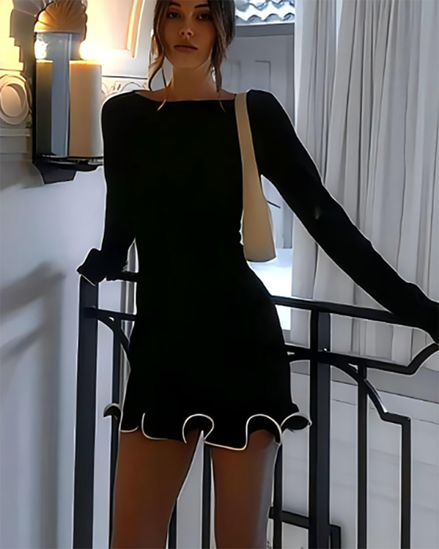 Wholesale Long Sleeve Cute Short Dress S-L