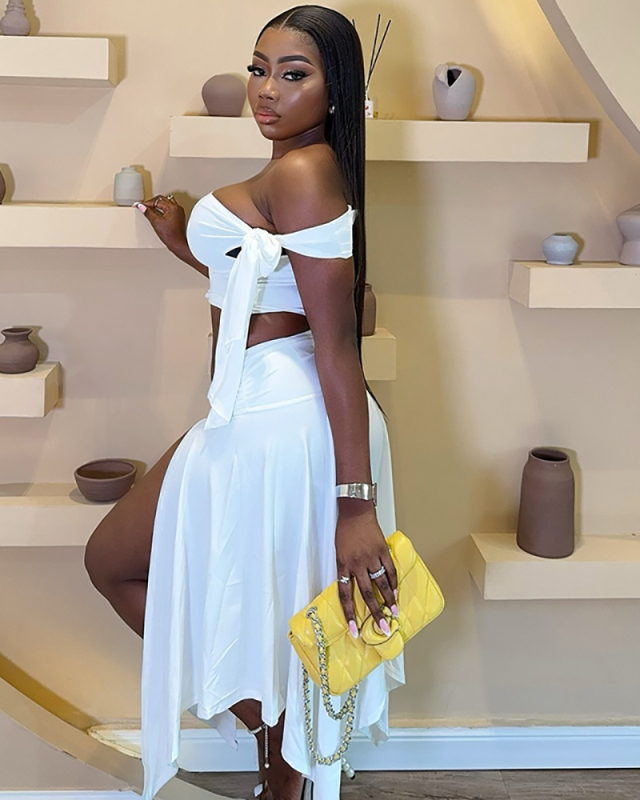 Solid Color Wholesale New Unique Two Piece Skirt Set S-L