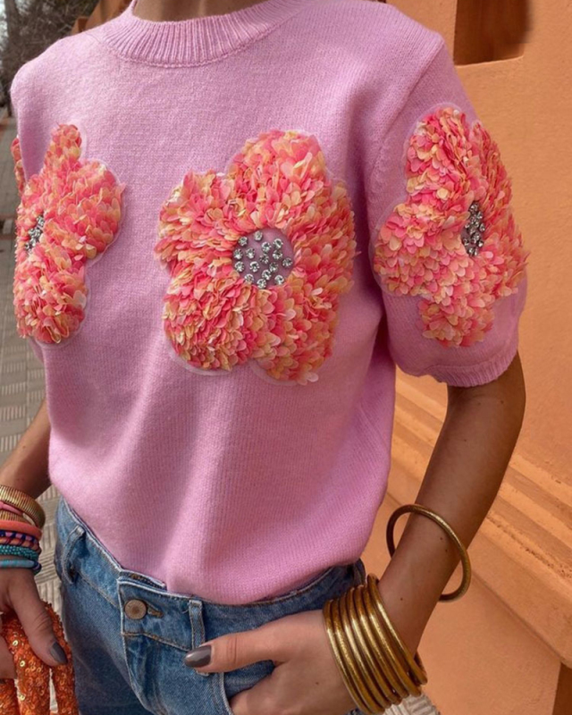 Short Sleeve Women Sweater Tops S-L