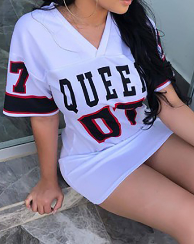 Women Short Sleeve Queen 07 Printed T-shirt White Black S-XL