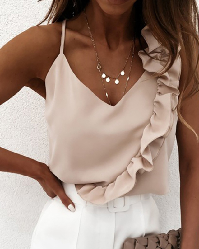 Summer Top Sexy Temperament Backless Ruffle Edge Camisole Top For Women S-XL