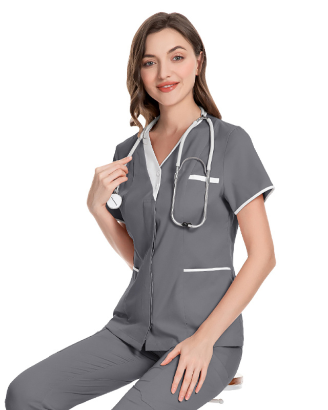 Surgical Gown Beauty Salon Work Gown Doctor's Short Sleeved Shirt XS-2XL
