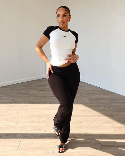 Short Sleeve Leisure Women SportyTwo Piece Pant Set S-XL