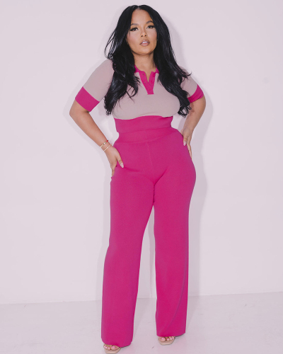 POLO Neck Women Daily Wear Two Piece Pant Set S-XXL