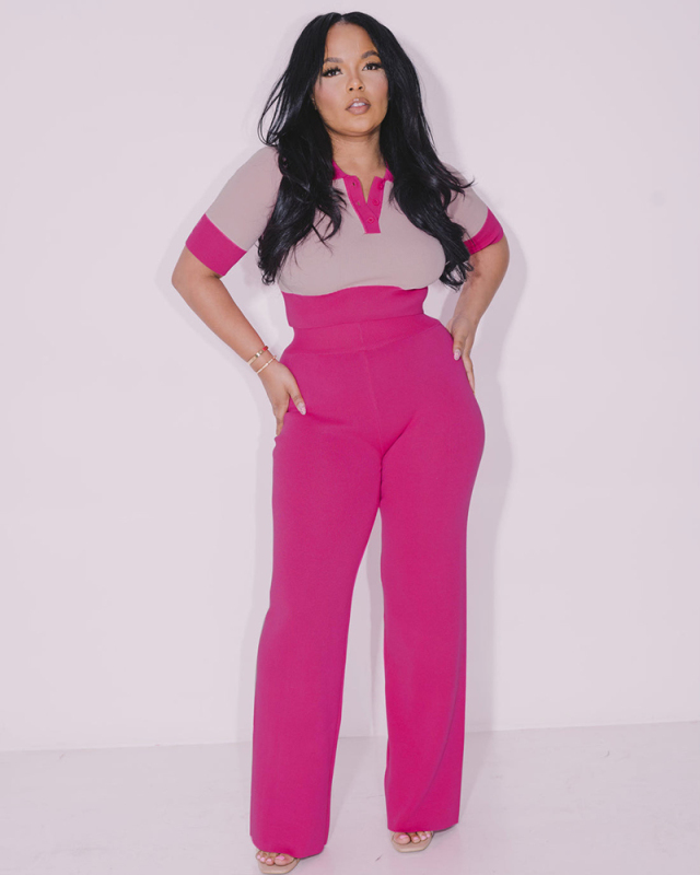 POLO Neck Women Daily Wear Two Piece Pant Set S-XXL