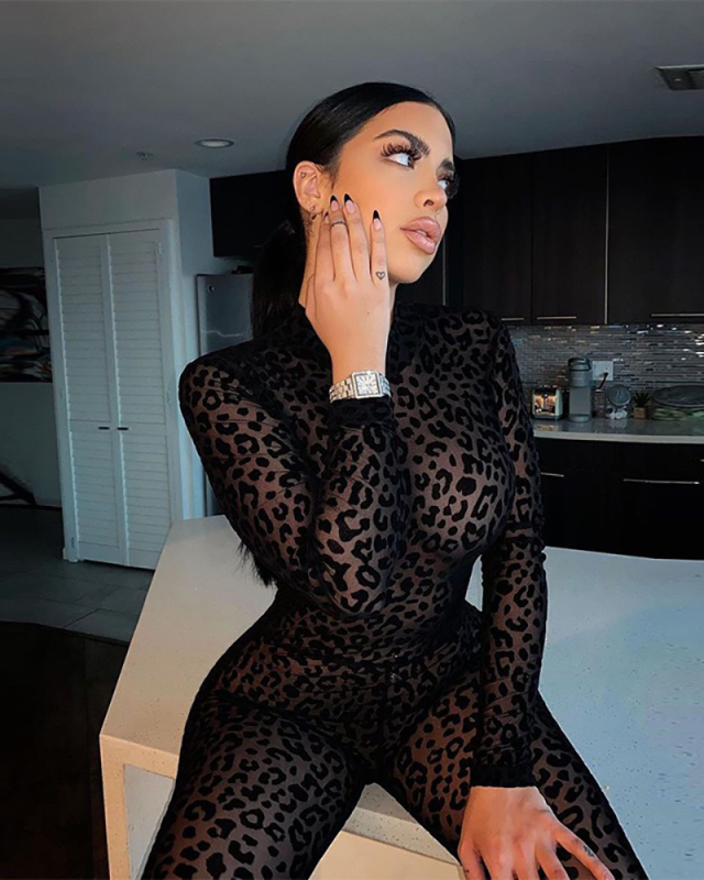 Long Sleeve Black See Through Sexy Jumpsuit S-L